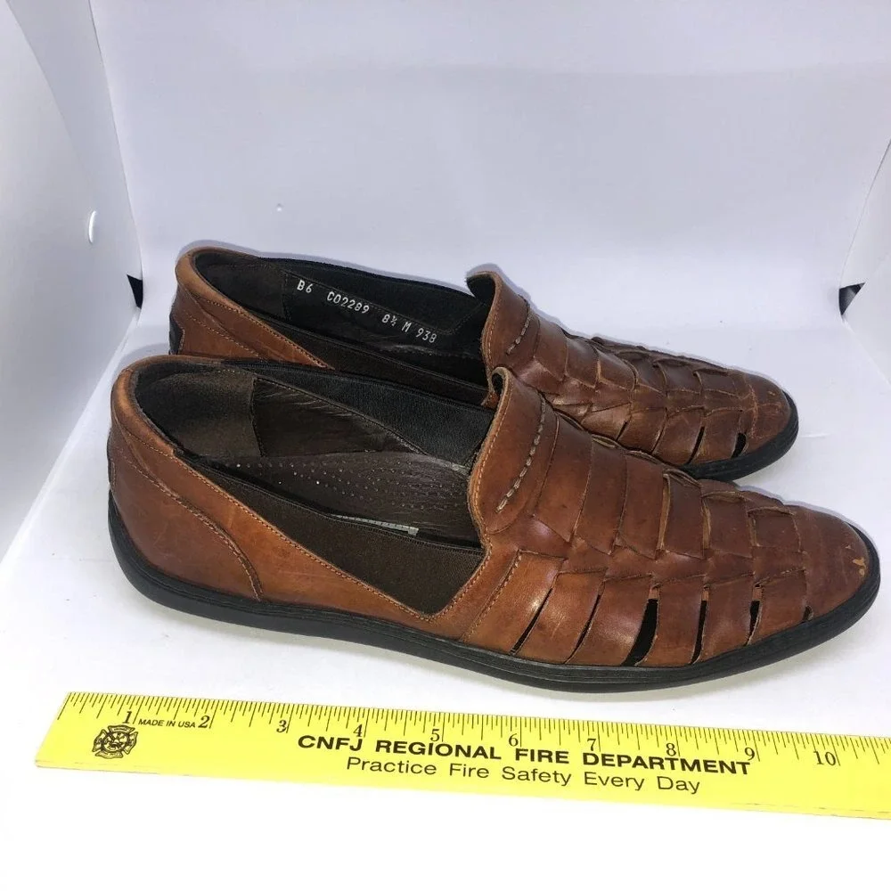 Bragano Italian Brown Leather Loafer Sandals Men's 8.5 - Picture 3 of 11